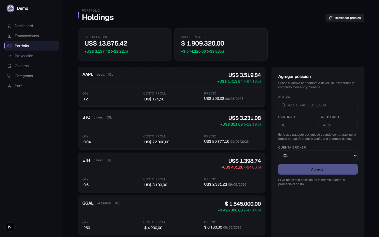 Portfolio en Maxito